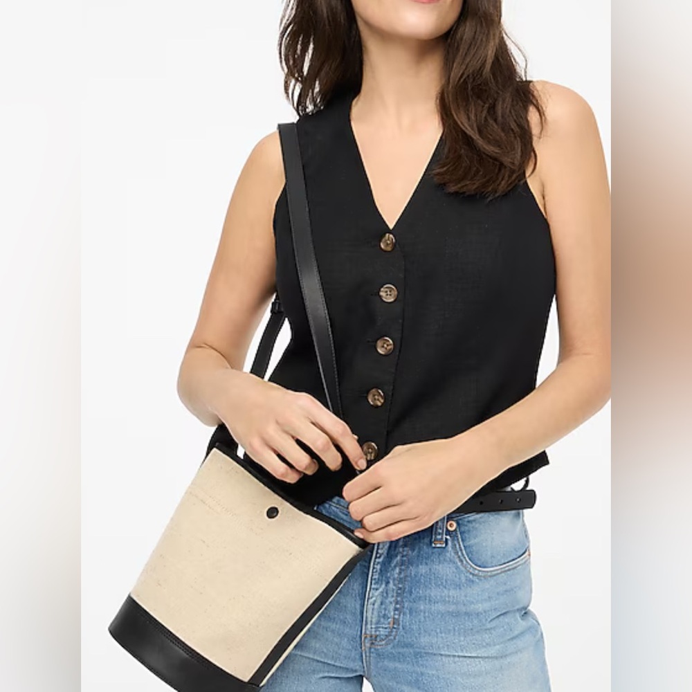 J.Crew Canvas bucket bag Black Natural Mixed
